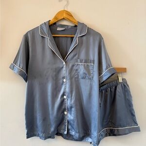 Delicacy Satin Pajama Set - Gray